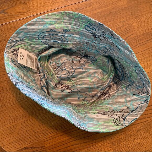 UV SKINS Reversible Boys Bucket Hat Sz 6 Aqua / Dinosaurs. - Picture 8 of 11
